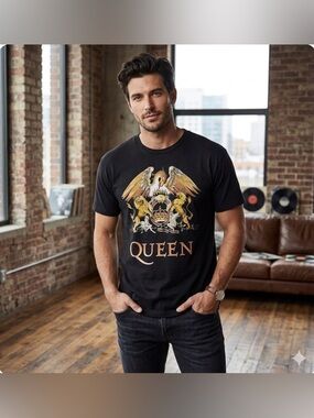 Queen Crest Graphic Short Sleeve Tee - Black
